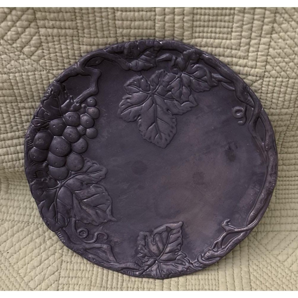 Vtg Arthur Court Grapevine Grape Leaf 8" Decorative Plate Tray Vineyard Fruit